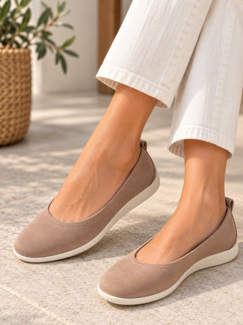 ABEO Vela Nubuck Ballet Flats Metatarsal Footbed Taupe Size 9